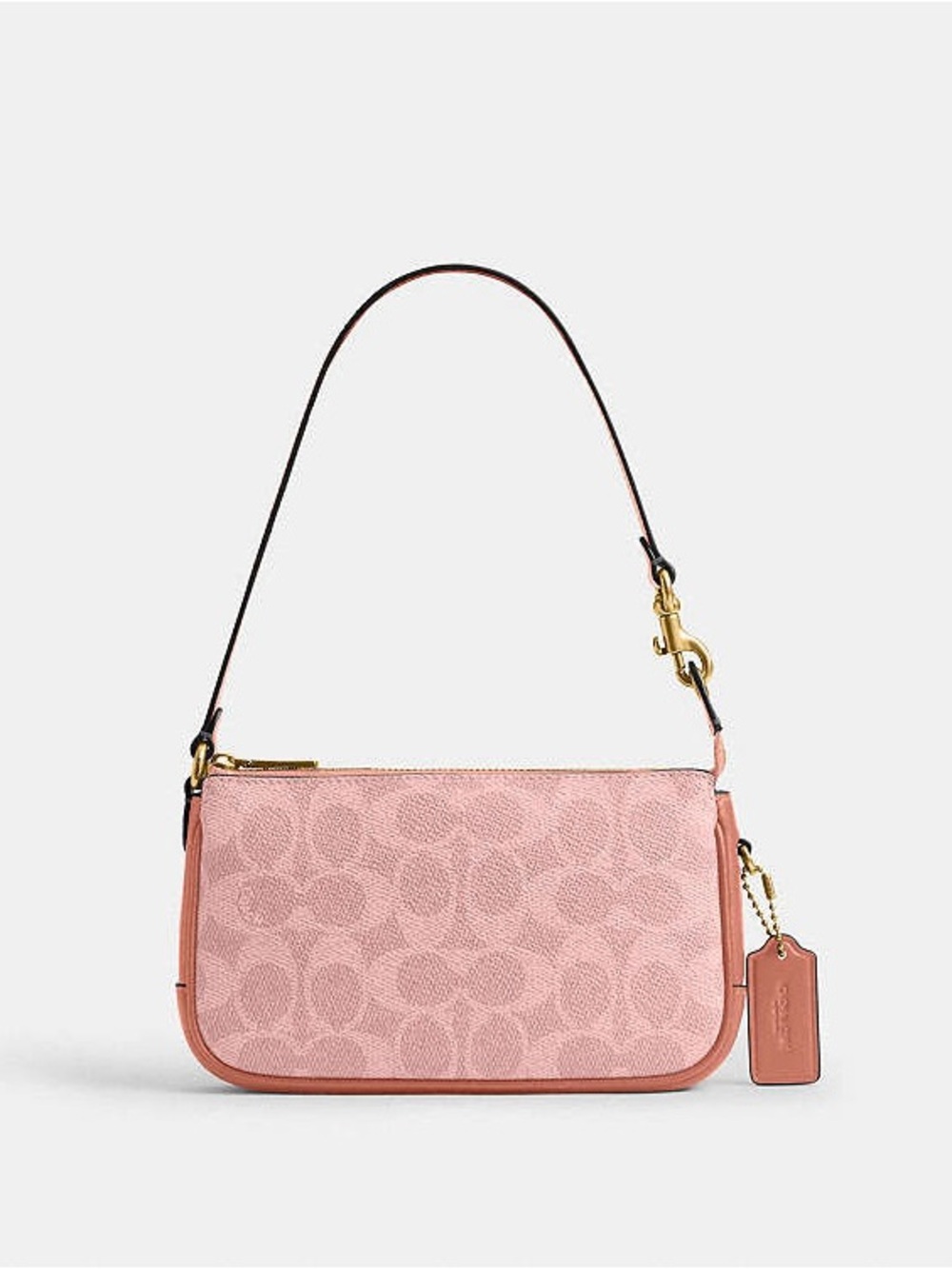 Coach Pink Signature Canvas Shoulder Bag with Gold-Tone Hardware